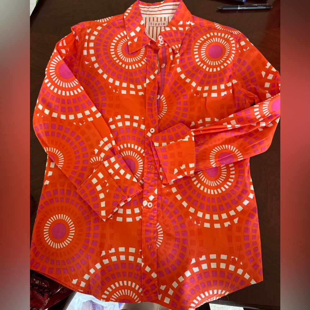 Tizzie Orange and Purple Geometric Shirt